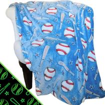 Throw Blanket Blanket Buddies Baseball Glow in The Dark 50x60