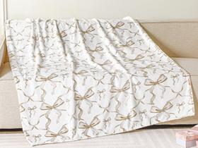 Throw Blanket Buryeah Beige Bow Flannel 127x152cm Decoração de quarto