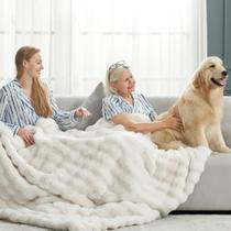 Throw Blanket Cozy Bliss Faux Fur Bubble 150x200cm branco creme