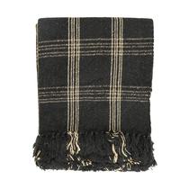 Throw Blanket Creative Co-Op xadrez, mistura de algodão preto e castanho