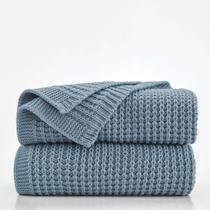 Throw Blanket Douceur Blue Soft Chunky Cable Knit 152x203cm