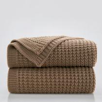Throw Blanket Douceur Light Brown Soft Chunky Cable Knit
