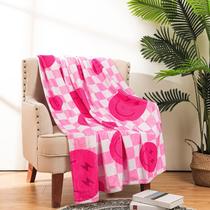 Throw Blanket Frienda Preppy Smile Face Flanela 125x150cm Throw Blanket Frienda Preppy Smile Face Flanela 125x150cm