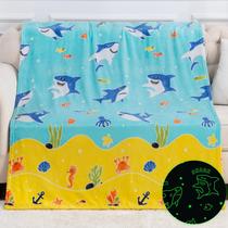 Throw Blanket Levens Shark Glow in The Dark 50x60cm para crianças