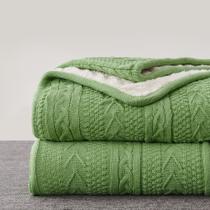 Throw Blanket Longhui, roupa de cama, acrílico, malha, Sherpa, verde sálvia