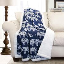 Throw Blanket Lush Decor Navy Elephant Parade 150x125cm