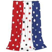 Throw Blanket Qilerongrong 4th of July Stars Flannel Fleece