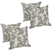 Throw Pillow Blazing Needles 18", cinza, floral, pacote com 4 Throw Pillow Blazing Needles 18", cinza, floral, pacote com 4