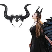Tiara Arco Chifre Malévola Cosplay Fantasia Halloween Carnaval Preto Tiara Arco Chifre Malévola Cosplay Fantasia Halloween Carnaval Preto