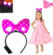 Tiara Arco Minnie Com Luz LED Pisca Pisca Festa Fantasia Infantil Adulto Acessório