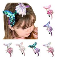 Tiara Arquinho Calda de Sereia Princesa Ariel Infantil Diadema para Meninas com Lantejoulas