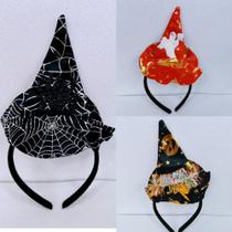 Tiara arquinho chapéu de bruxa halloween