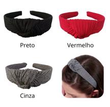 Tiara Arquinho de Cabelo Turbante Nó Feminino Adulto e Infantil Tecido Canelado Malha Moda Blogueira Tendência