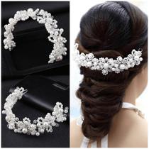 Tiara Arranjo Cabelo Pérolas Noiva Daminhas Debutante Prata Tiara Arranjo Cabelo Pérolas Noiva Daminhas Debutante Prata
