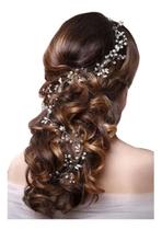 Tiara Arranjo Grinalda Cabelo Noiva Pérola Fio Strass Brilho