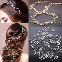 Tiara Arranjo P/ Cabelo Noiva Pérola Fio Strass Cristal Luxo - B/R Variedades