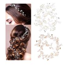 Tiara Arranjo P/ Cabelo Noiva Pérola Fio Strass Cristal Luxo