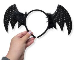 Tiara Asa De Morcego Com Glitter Halloween Festa Temática