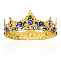 Tiara barroca de cristal Crown CIEHER King para homens e mulheres Tiara barroca de cristal Crown CIEHER King para homens e mulheres