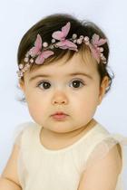 Tiara Borboleta Rosa Jardim - Acessório Infantil Personalizável