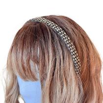 Tiara Cabelo com Mini Flores em Metal Prata Envelhecida