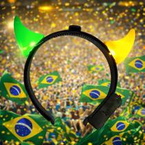 Tiara Chifre Diabinho Verde E Amarelo Brasil Copa Do Mundo