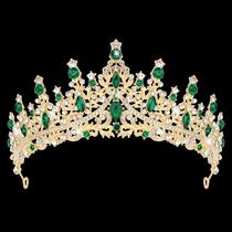 Tiara CIEHER Crown Gold Green para quinceañera de casamento Tiara CIEHER Crown Gold Green para quinceañera de casamento