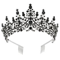 Tiara COCIDE: coroas pretas para mulheres e meninas, strass de cristal