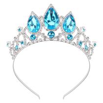 Tiara COCIDE Frozen Elsa para mulher, coroa de aniversário, azul