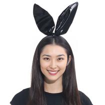 Tiara Coelhinha Luxo Preta com Orelhas em Vinil Acessório Páscoa