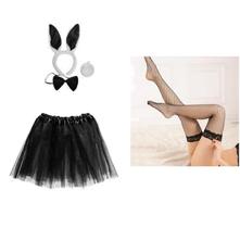 Tiara Coelhinho Gravata Rabinho Saia Preta Meia Calça