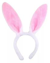 Tiara Coelho Branco com Rosa Pelúcia Fantasia Páscoa