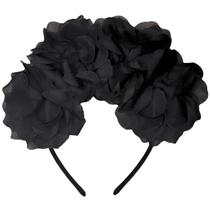 Tiara Com Flores Vermelhas ou Negras de Halloween e Carnaval Arco pra Fantasia Caveira Mexicana ou Frida Rosas Lindas Grandes e Luxuosas