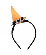 Tiara Com Mini Chapéu De Bruxa Laranja - Halloween - Brazucapas