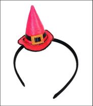 Tiara Com Mini Chapéu De Bruxa Vermelho - Halloween - Brazucapas