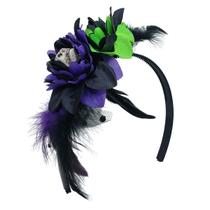 Tiara com Plumas e Mini Caveira Halloween Tiara com Plumas e Mini Caveira Halloween