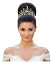 Tiara Coroa Alta Strass Brilhante Noiva Debutante Princesa Prata Dourada