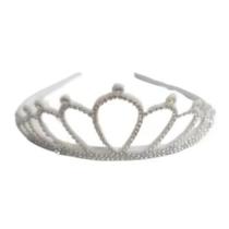 Tiara Coroa Branca Strass Festas Fantasias