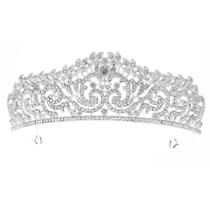 Tiara Coroa Cabelo Noiva Debutante Princesa Alto Luxo Prata Tiara Coroa Cabelo Noiva Debutante Princesa Alto Luxo Prata