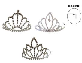 Tiara Coroa com pente strass Princesa Daminha Fantasia