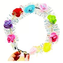 Tiara Coroa Flores Colorida com LED para Fantasia Carnaval e Bloquinho Tiara Coroa Flores Colorida com LED para Fantasia Carnaval e Bloquinho