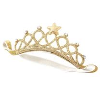 Tiara Coroa Infantil Festa Strass Pedra Faixa Elástica 13cm