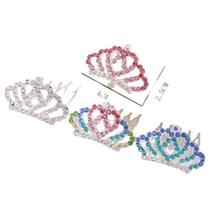 Tiara Coroa Strass Infantil Princesa Rainha Acessório de Cabelo Rosa Azul Colorida - 6 Unidades