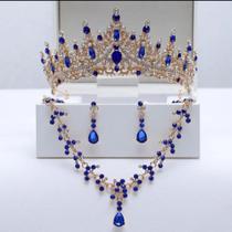 Tiara Coroa Strass Noivas Debutantes Azul Royal Tiara Coroa Strass Noivas Debutantes Azul Royal