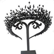 Tiara Crown Aimimier Bridal Black Crystal para mulheres