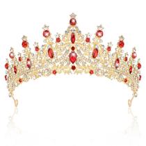 Tiara Crown CIEHER Gold Red Wedding Prom Quinceanera Tiara Crown CIEHER Gold Red Wedding Prom Quinceanera
