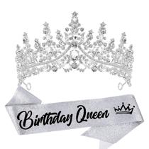 Tiara Crown VELSCRUN Birthday Queen para mulheres Silver Crystal Tiara Crown VELSCRUN Birthday Queen para mulheres Silver Crystal