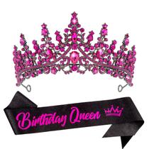 Tiara Crown VELSCRUN Birthday Queen Rose Pink Crystal Feminina Tiara Crown VELSCRUN Birthday Queen Rose Pink Crystal Feminina