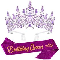 Tiara Crown VELSCRUN Purple Crystal Birthday Queen Women Tiara Crown VELSCRUN Purple Crystal Birthday Queen Women