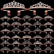 Tiara Crowns Lyrow, 30 peças, cristal, ouro rosa, 12x3 cm